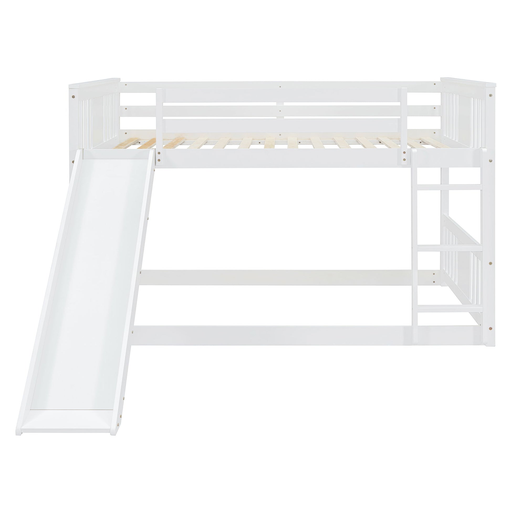 Full Over Full Bunk Bed With Ladder With Slide - White - The Sleep Loft - Online Mattress Showroom NYC