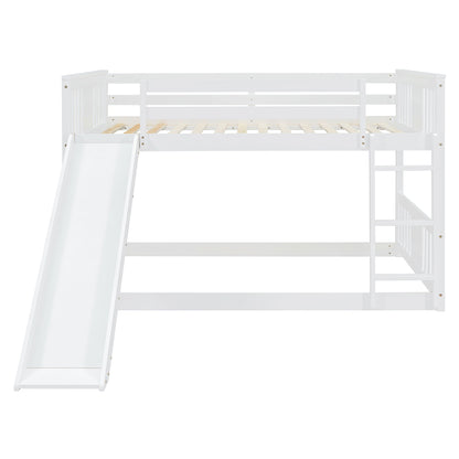 Full Over Full Bunk Bed With Ladder With Slide - White - The Sleep Loft - Online Mattress Showroom NYC