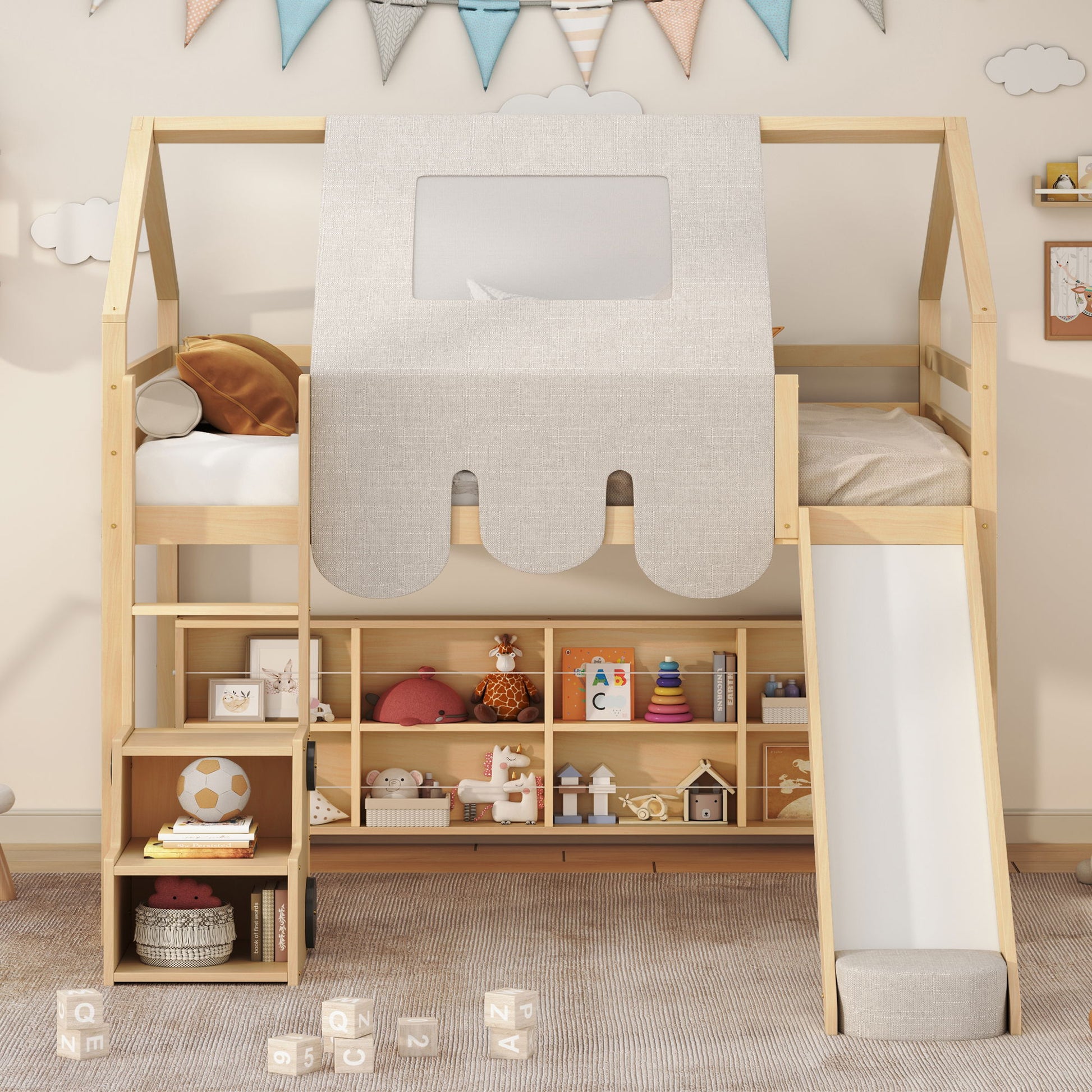 Loft Bed With House Shaped Frame And Tent - The Sleep Loft - Online Mattress Showroom NYC