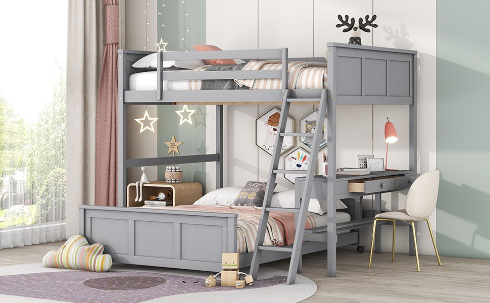 Full Over Full Bunk Bed With Desk - The Sleep Loft - Online Mattress Showroom NYC