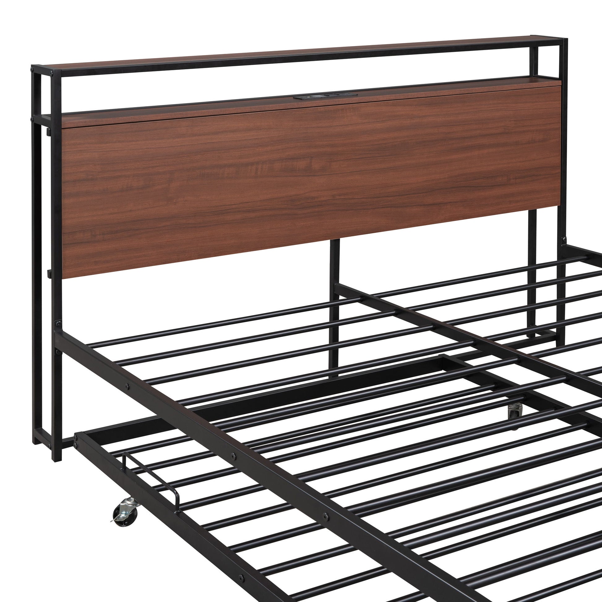 Platform Bed Frame With Trundle, USB Ports And Slat Support, No Box Spring Needed - The Sleep Loft - Online Mattress Showroom NYC