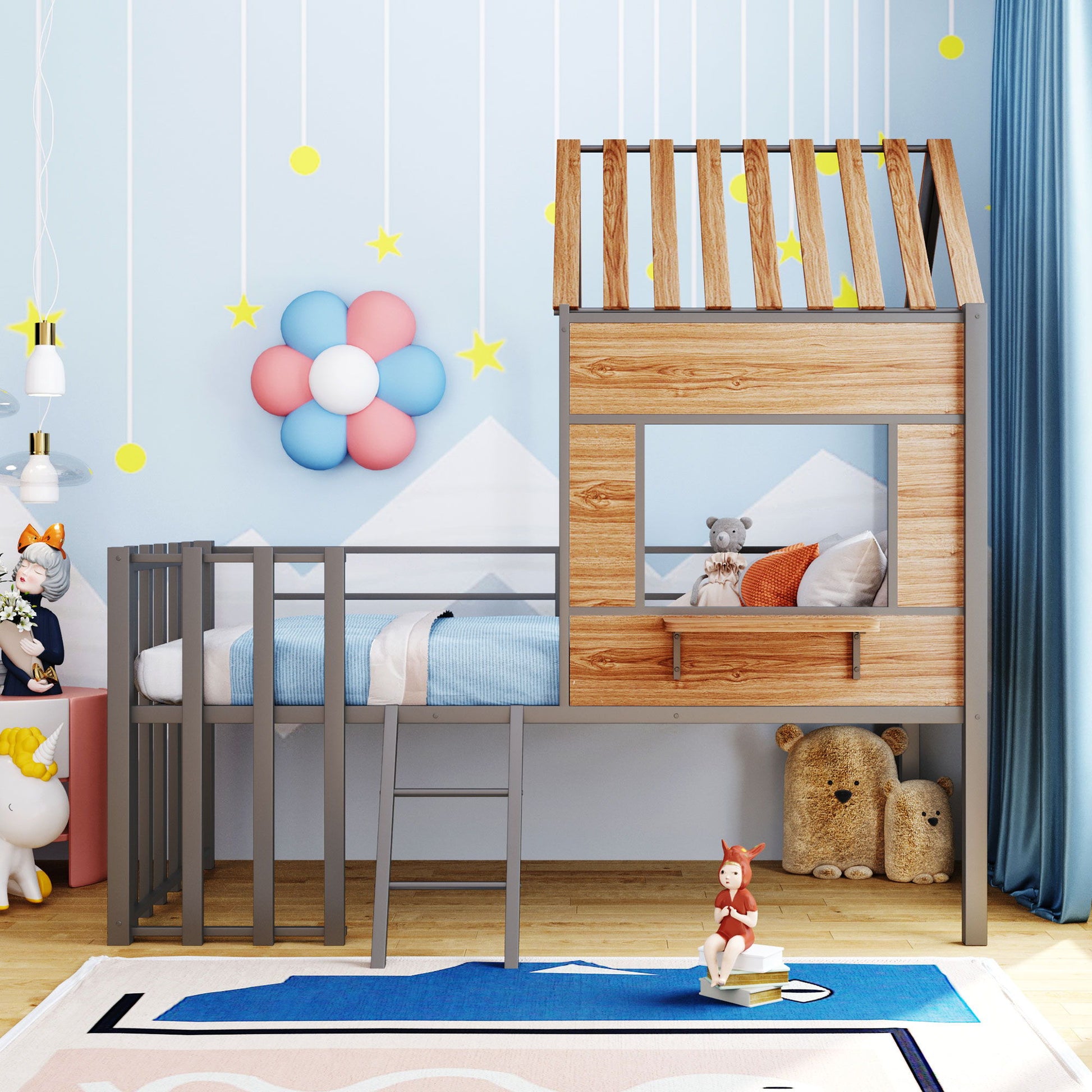 Loft Bed With Roof, Window, Guardrail, Ladder - The Sleep Loft - Online Mattress Showroom NYC