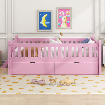 Platform Bed With Guardrail And 2 Drawers - The Sleep Loft - Online Mattress Showroom NYC