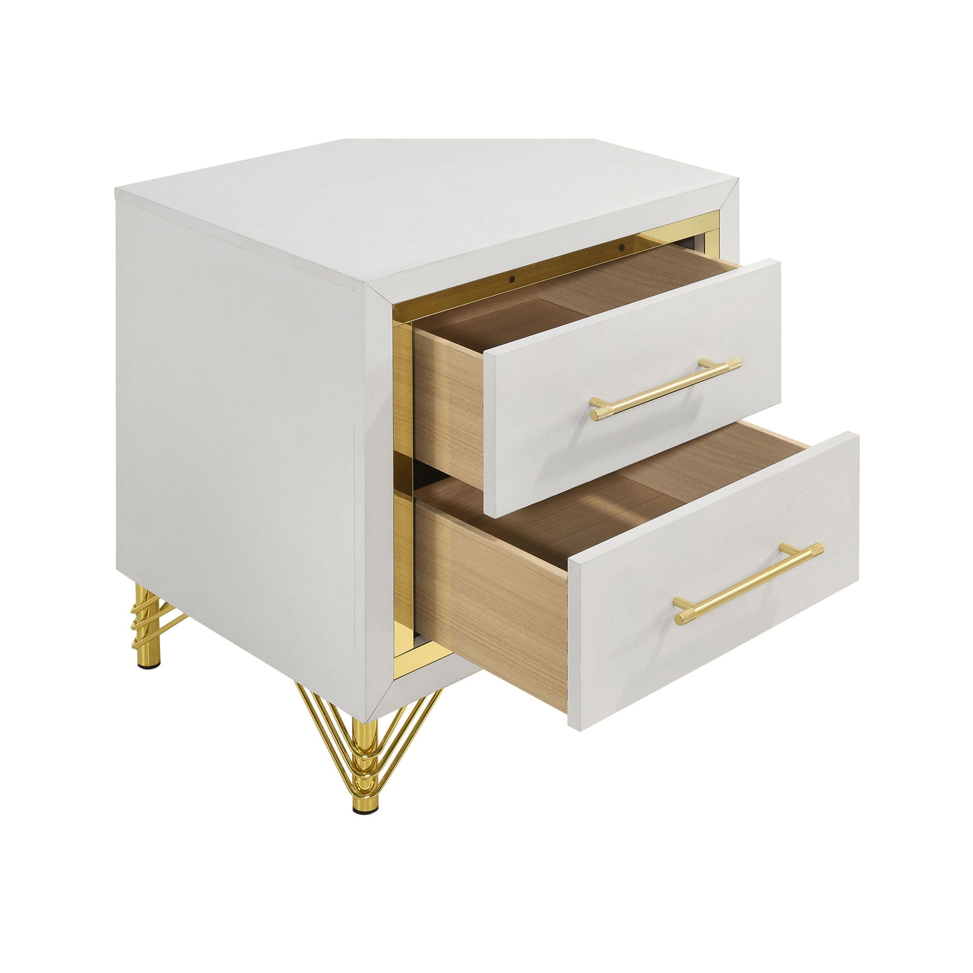 Chesney - 2 Drawer Nightstand With Trim, Bedroom Side Table - White - The Sleep Loft - Online Mattress Showroom NYC