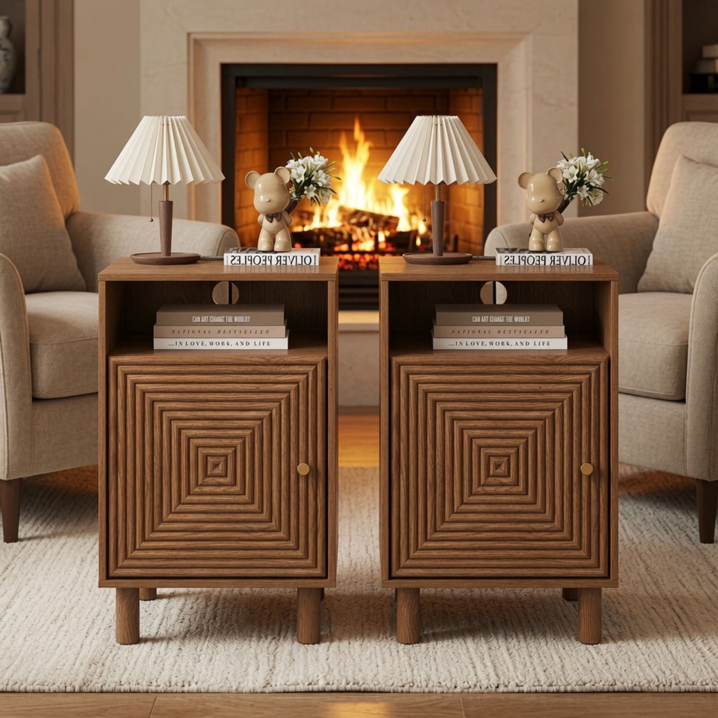 Nightstand With Charging Station & Storage