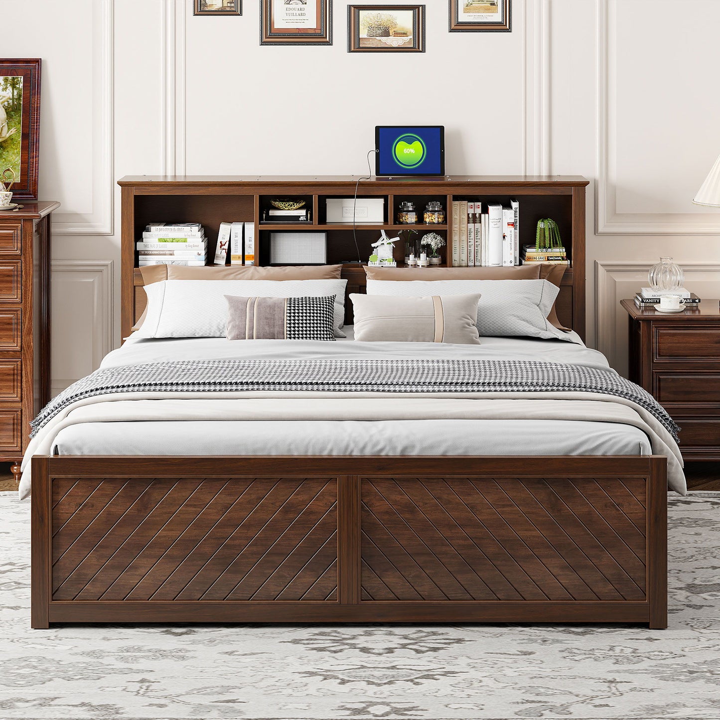 Platform Bed With Multi Storage Headboard, USB And Drawers - The Sleep Loft - Online Mattress Showroom NYC