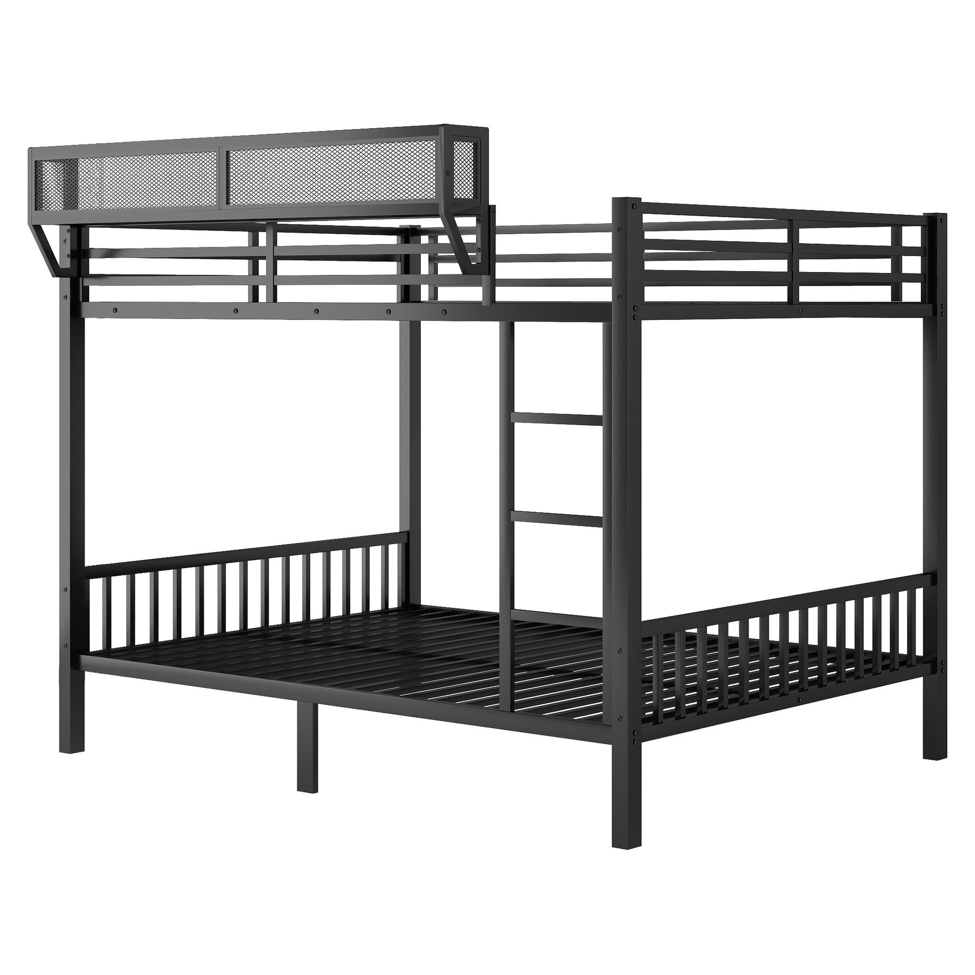Queen Over Queen Bunk Bed With Ladder And Storage Shelf - Black - The Sleep Loft - Online Mattress Showroom NYC