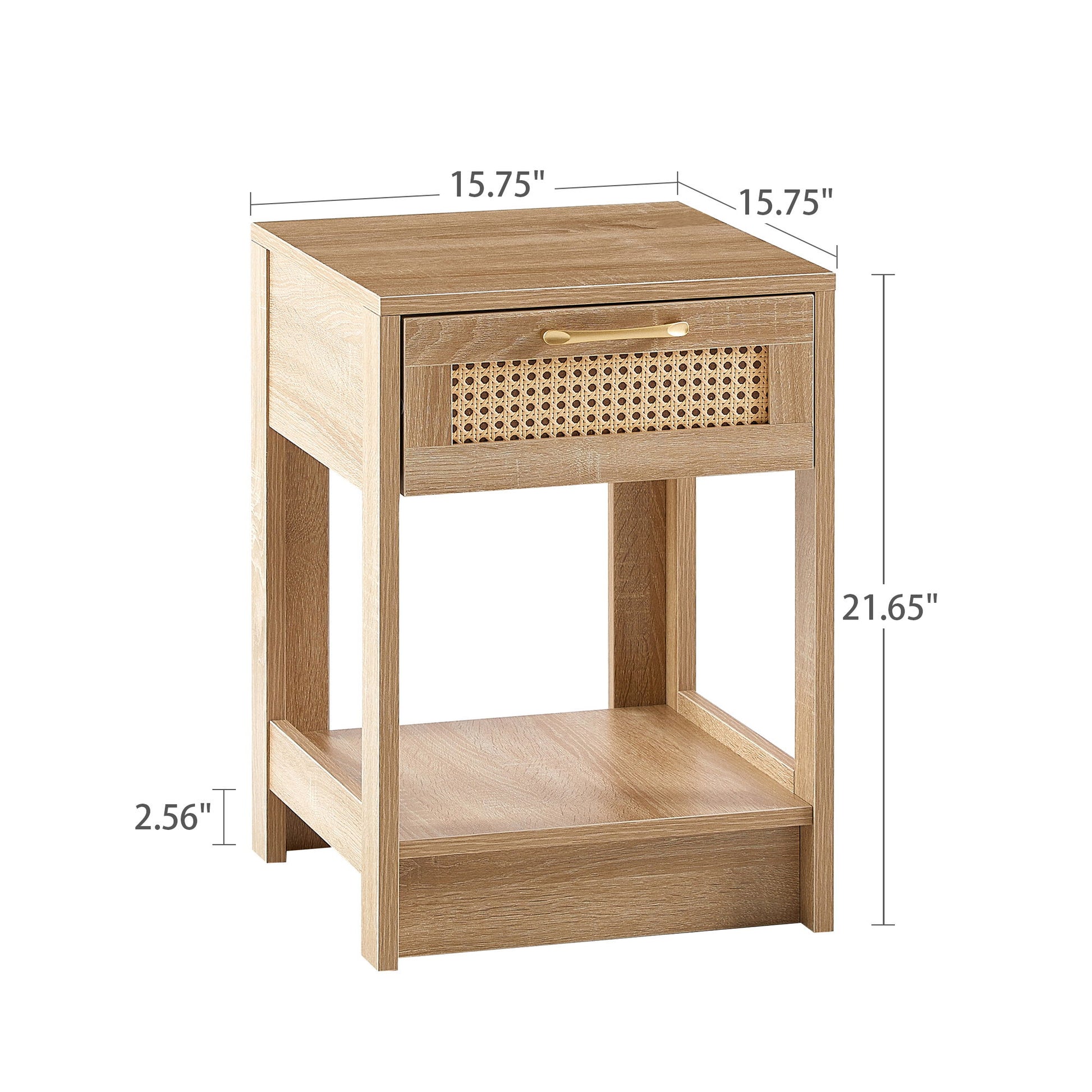 15.75" Rattan End Table With Drawer, Modern Nightstand, Side Table For Living Room, Bedroom - The Sleep Loft - Online Mattress Showroom NYC