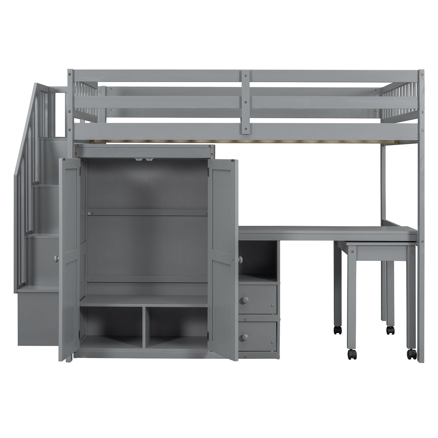 Loft Bed With Stairs, Bookshelf, Drawers, Desk & Wardrobe, Space Saving Multifunctional Furniture - The Sleep Loft - Online Mattress Showroom NYC