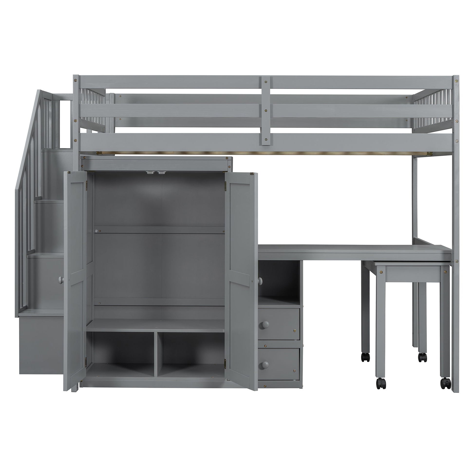 Loft Bed With Stairs, Bookshelf, Drawers, Desk & Wardrobe, Space Saving Multifunctional Furniture - The Sleep Loft - Online Mattress Showroom NYC