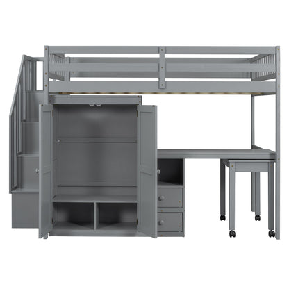 Loft Bed With Stairs, Bookshelf, Drawers, Desk & Wardrobe, Space Saving Multifunctional Furniture - The Sleep Loft - Online Mattress Showroom NYC