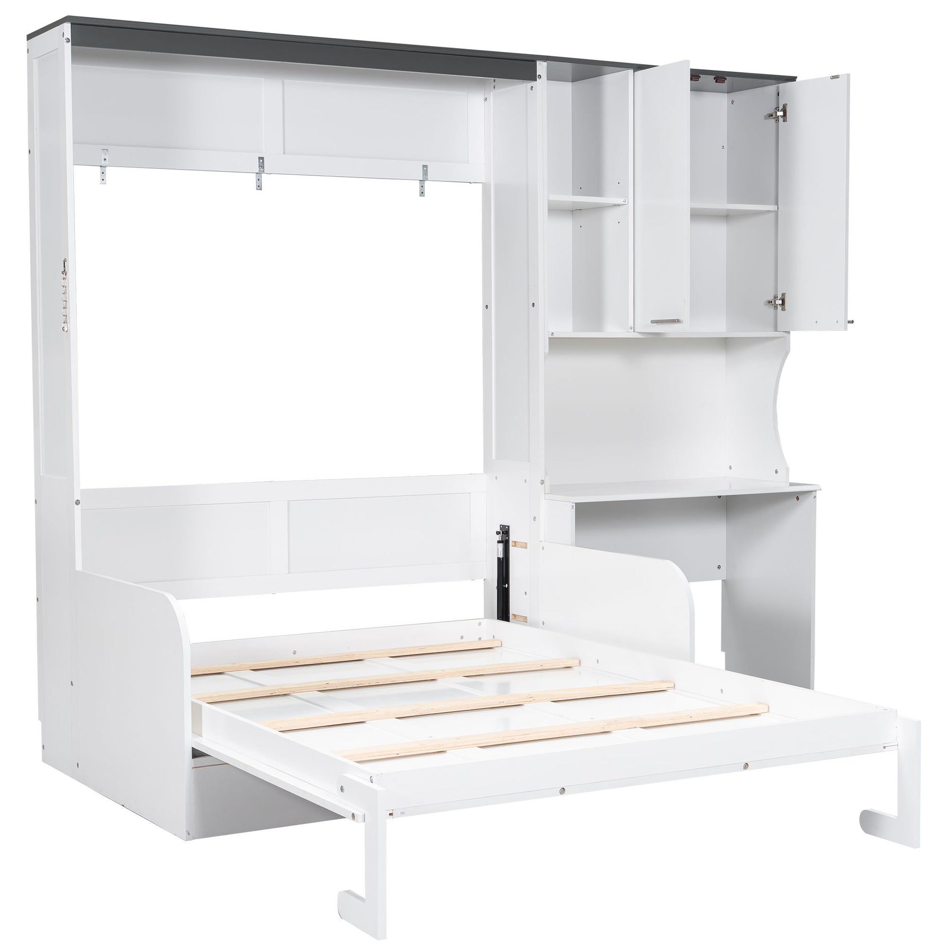Multi Functional Murphy Bed With Sofa, Desk, And Storage Cabinet In, Full Size - White - The Sleep Loft - Online Mattress Showroom NYC