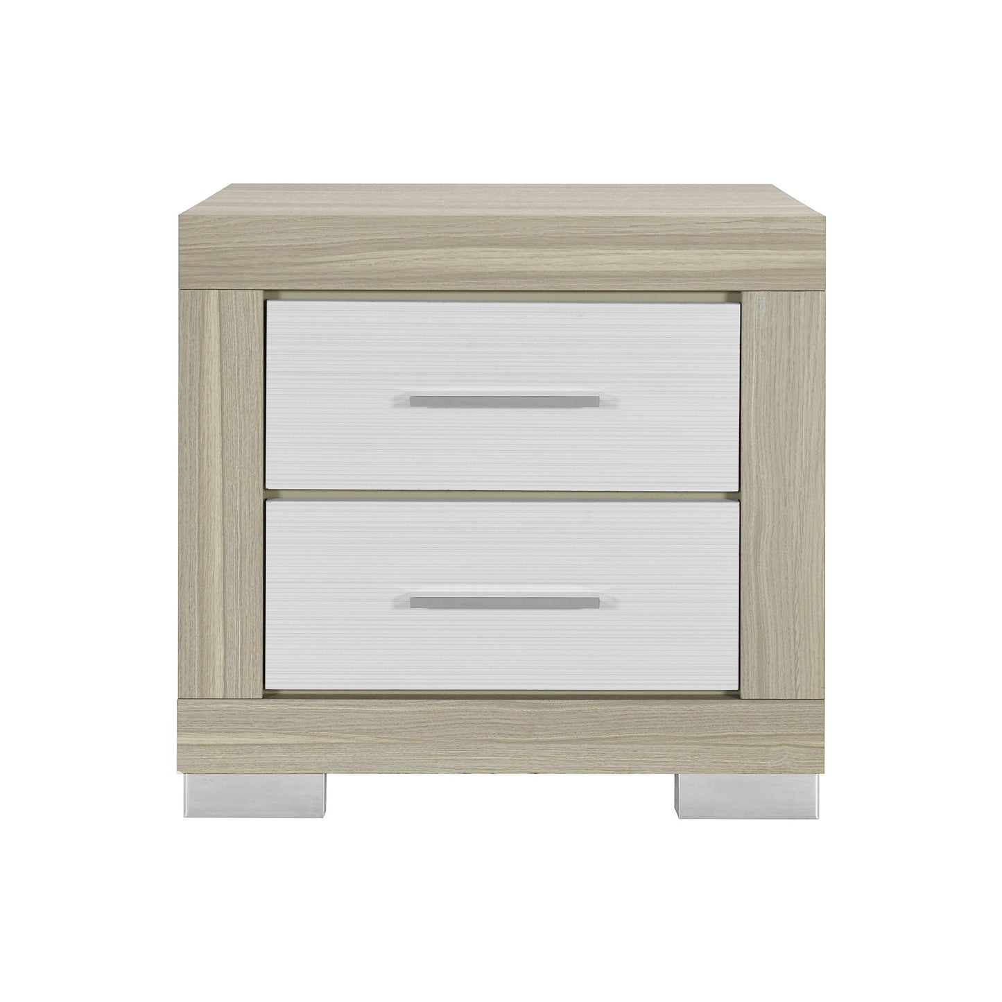 Elsa - 2 Toned Nightstand With Bar Handle And Spacious Drawers - The Sleep Loft - Online Mattress Showroom NYC