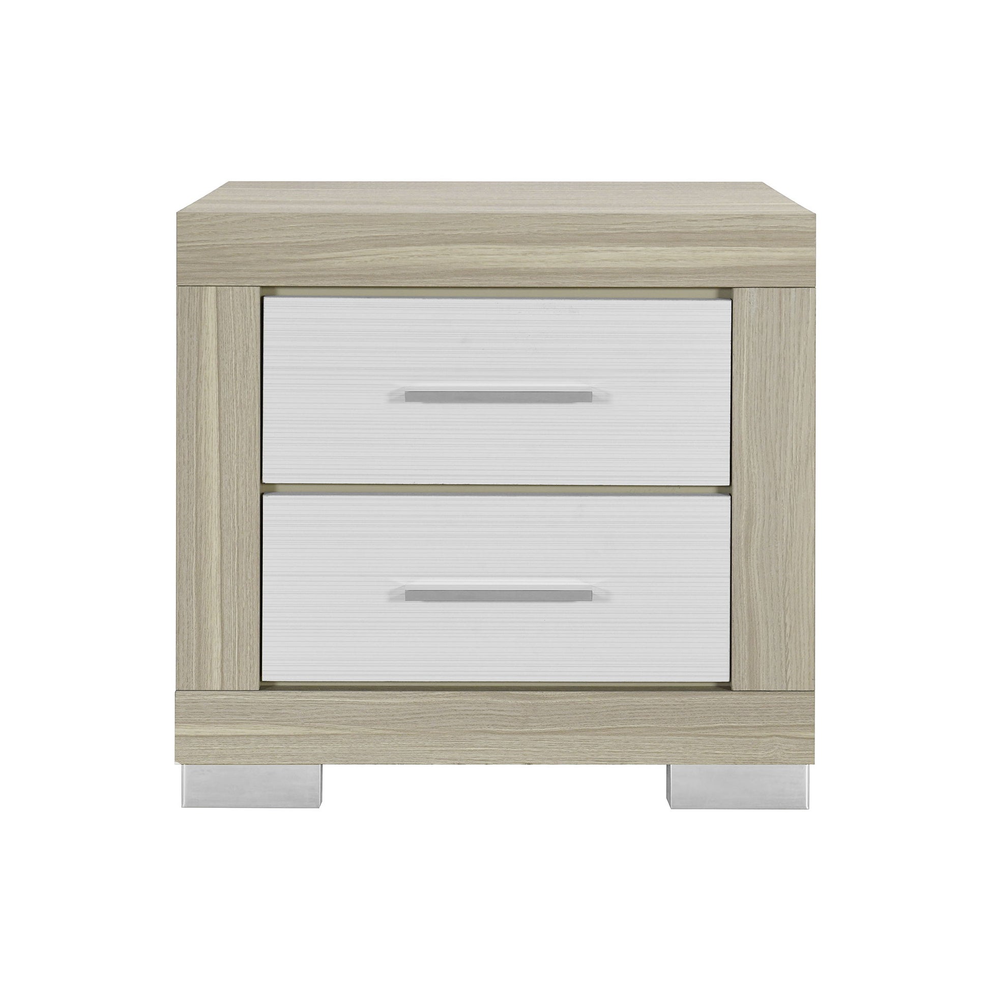 Elsa - 2 Toned Nightstand With Bar Handle And Spacious Drawers - The Sleep Loft - Online Mattress Showroom NYC