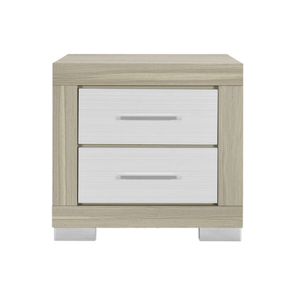 Elsa - 2 Toned Nightstand With Bar Handle And Spacious Drawers - The Sleep Loft - Online Mattress Showroom NYC