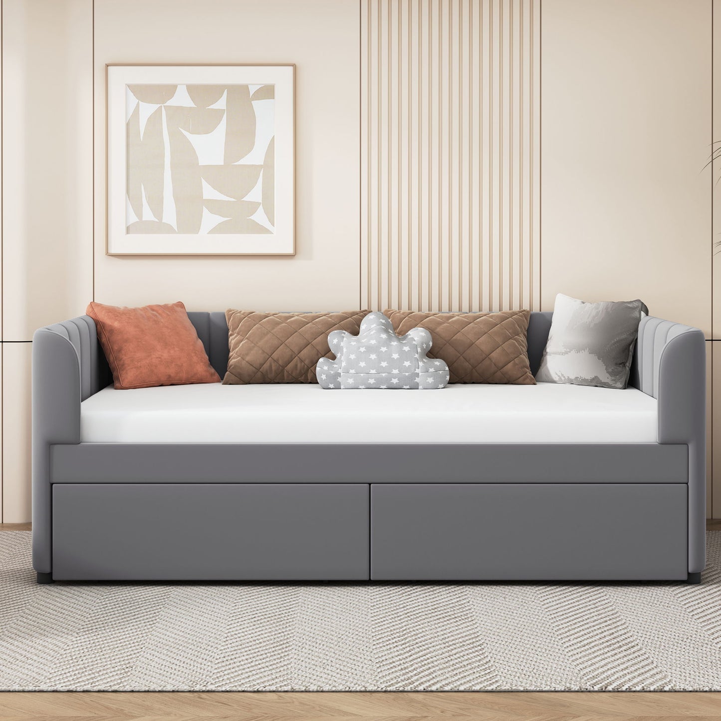 Upholstered Daybed With Ergonomic Design Backrest - The Sleep Loft - Online Mattress Showroom NYC