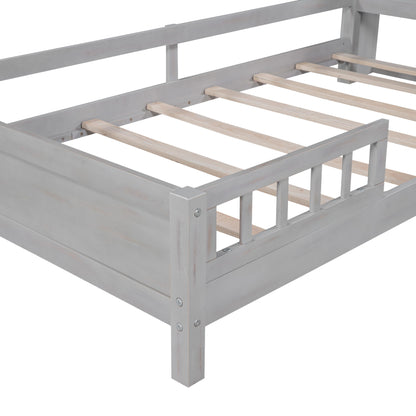 Wood Platform Bed With Built In LED Light, Storage Headboard And Guardrail - The Sleep Loft - Online Mattress Showroom NYC