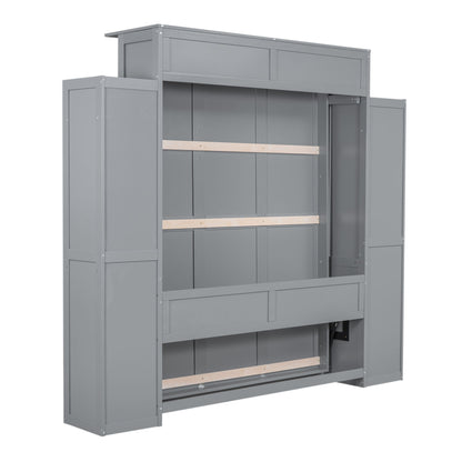 Wall Murphy Bed With Shelves And LED Lights - The Sleep Loft - Online Mattress Showroom NYC