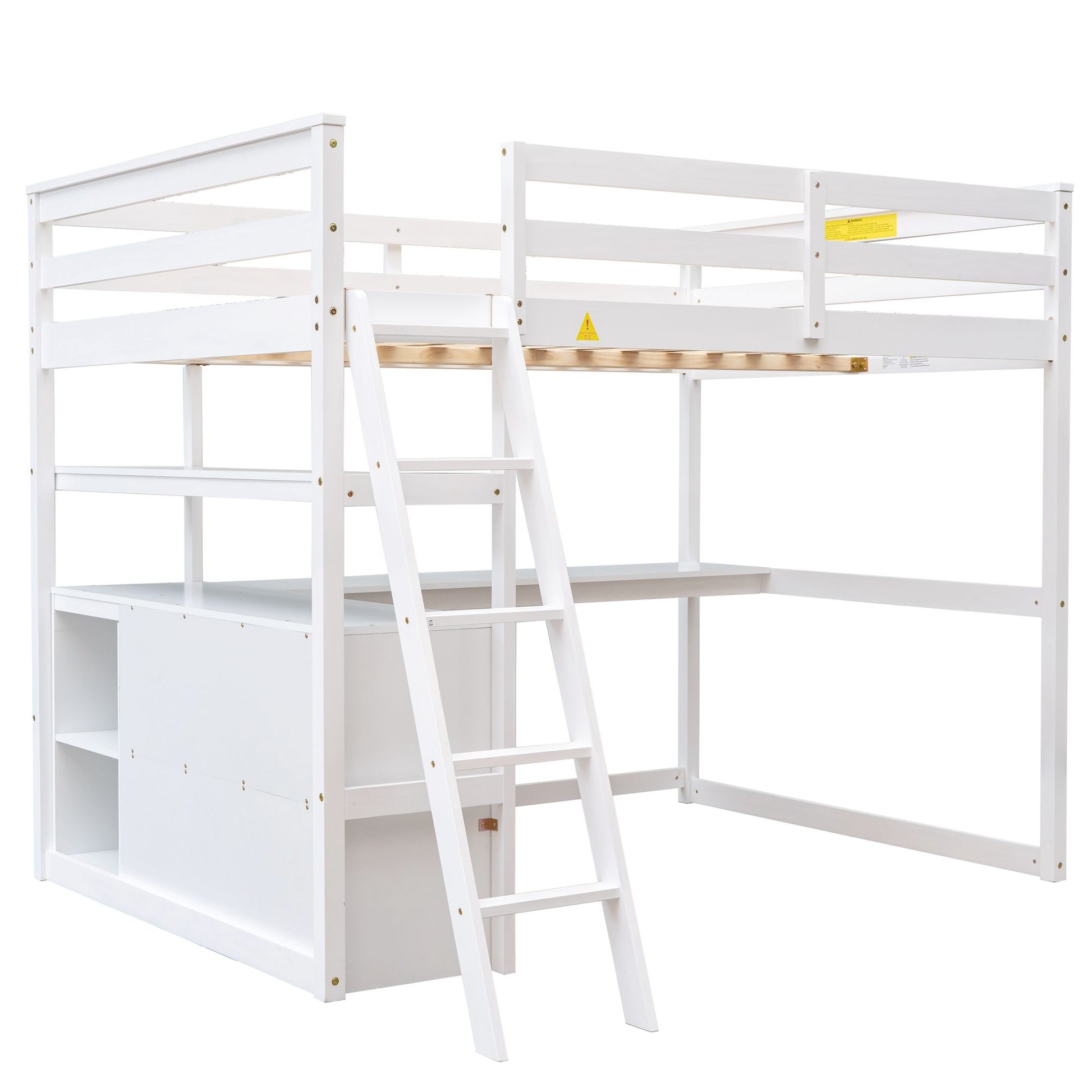 Modern Loft Bed With Built In Desk, Shelves, And 2 Drawers - The Sleep Loft - Online Mattress Showroom NYC