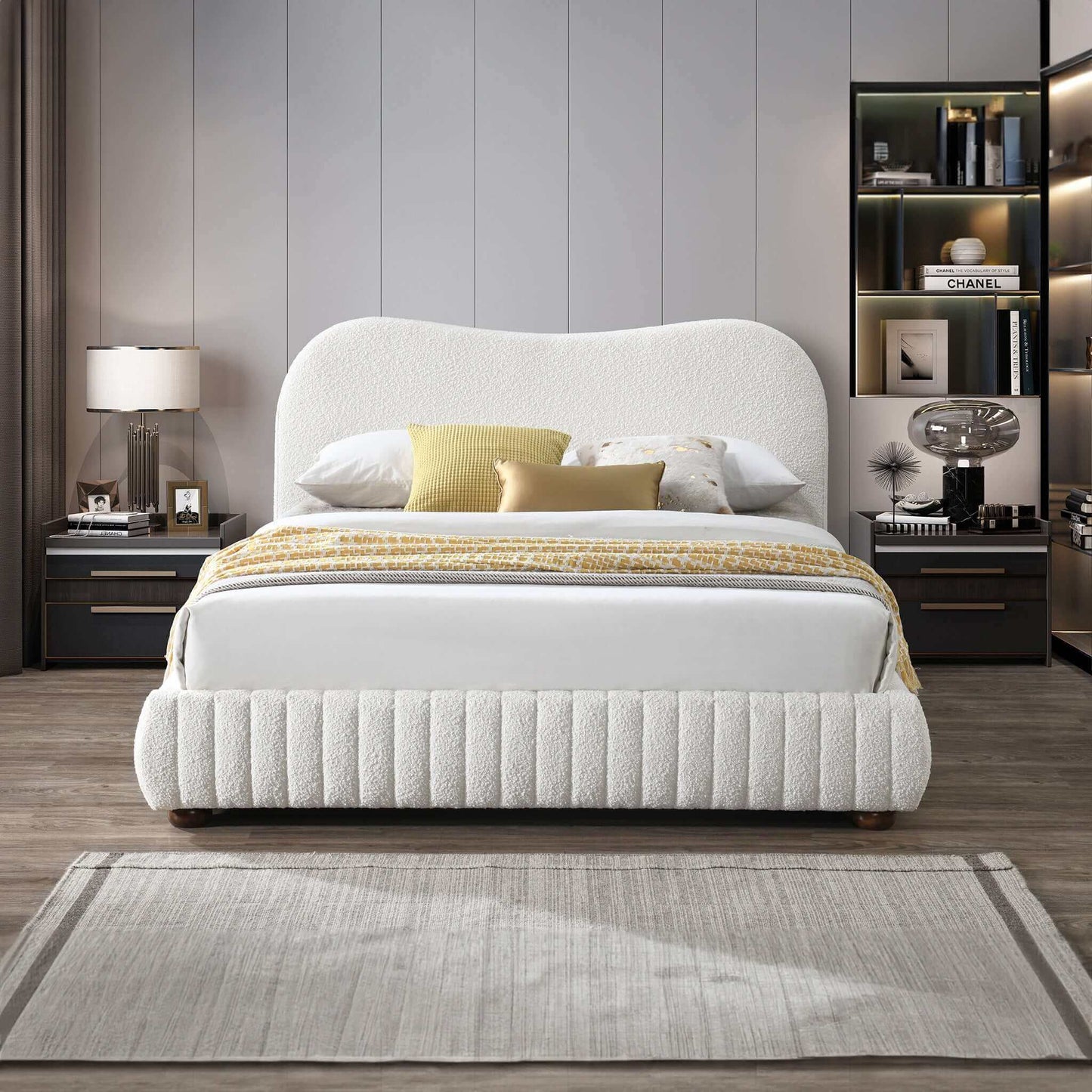 Norme - Queen Size Upholstered Low Profile Platform Bed - Cream - The Sleep Loft - Online Mattress Showroom NYC