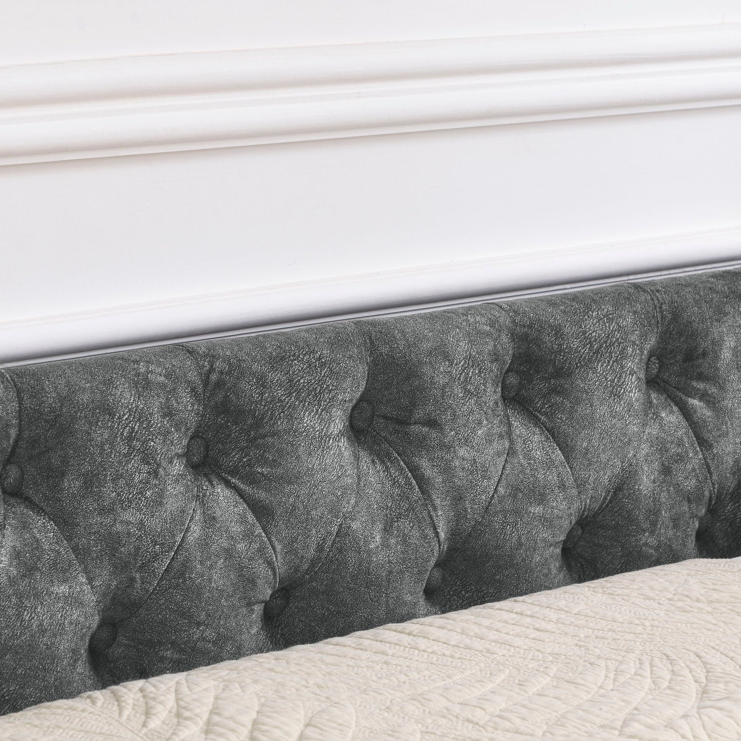 Upholstered Tufted Daybed With Drawers, Waved Arms - The Sleep Loft - Online Mattress Showroom NYC
