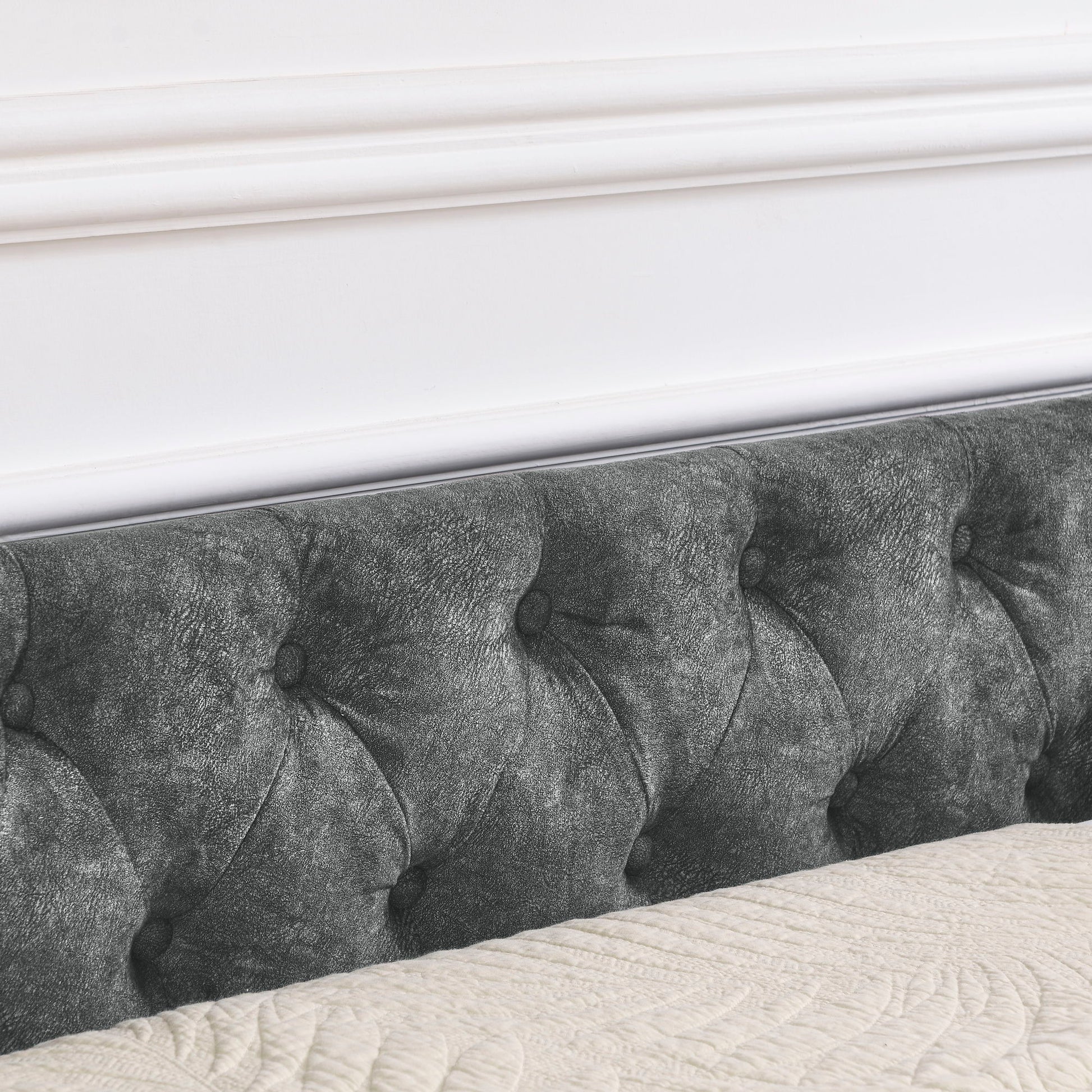 Upholstered Tufted Daybed With Drawers, Waved Arms - The Sleep Loft - Online Mattress Showroom NYC