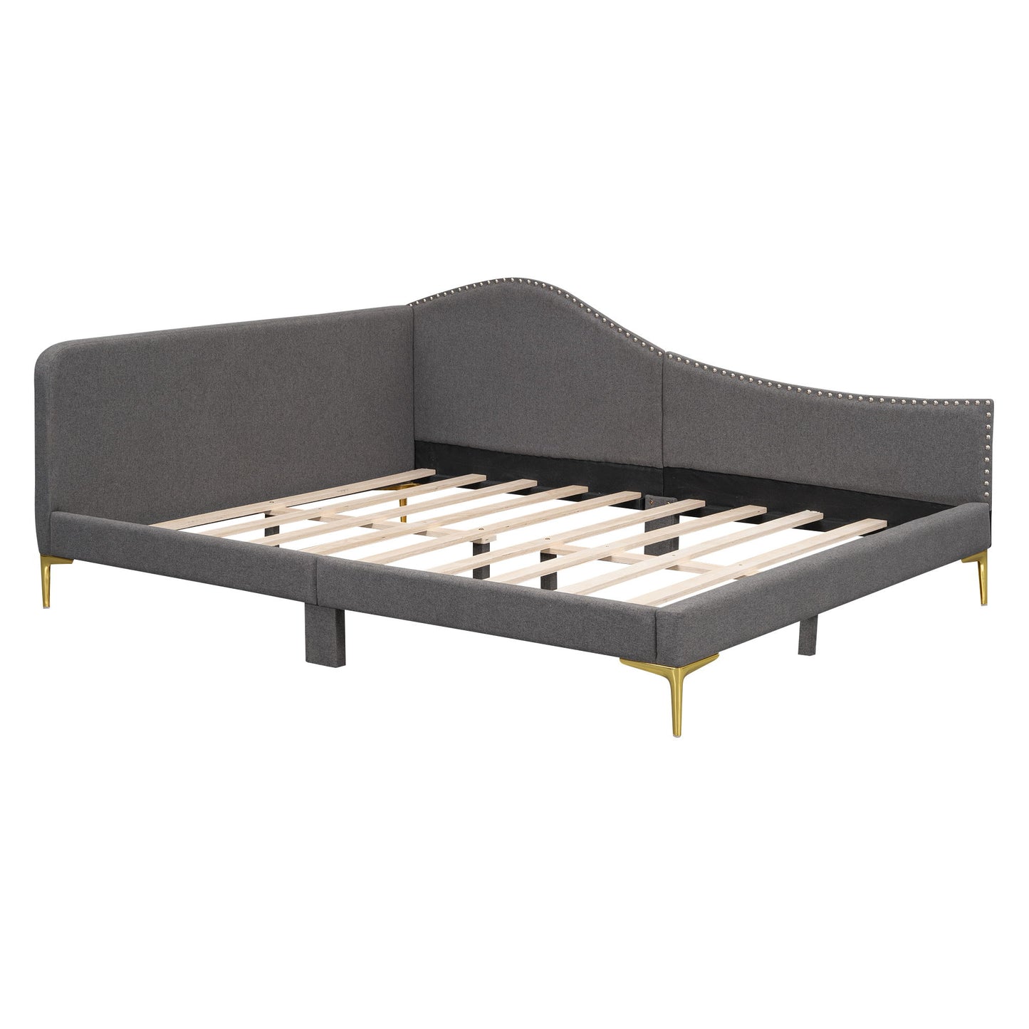 Upholstered Daybed With Headboard And Armrest, Support Legs - The Sleep Loft - Online Mattress Showroom NYC