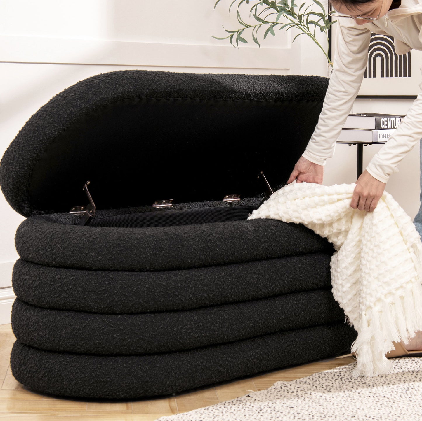Fuji - Upholstered Oval Storage Bench - The Sleep Loft - Online Mattress Showroom NYC