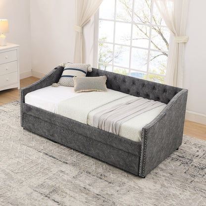 Upholstered Daybed With USB Charging & Pull Out Bed - The Sleep Loft - Online Mattress Showroom NYC