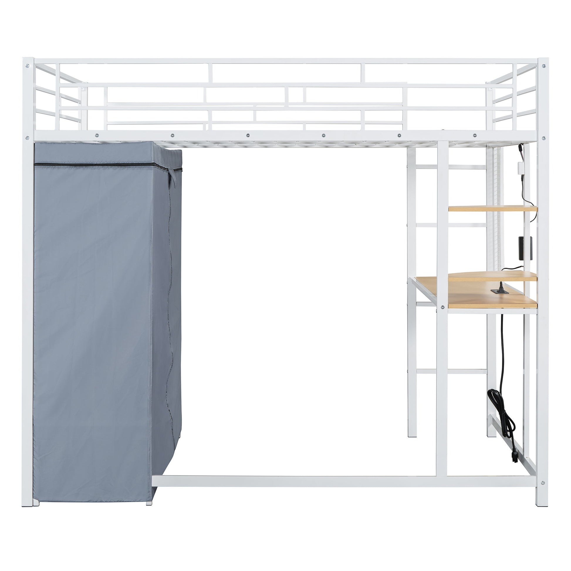 Loft Bed With Desk, Shelves, Power Outlet, LED Light And Wardrobe - The Sleep Loft - Online Mattress Showroom NYC