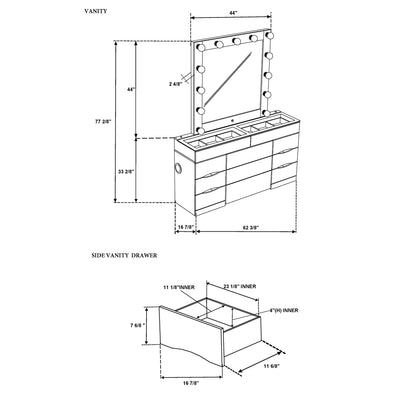 Elisa - Vanity Set With Stool And LED Bulbs - The Sleep Loft - Online Mattress Showroom NYC
