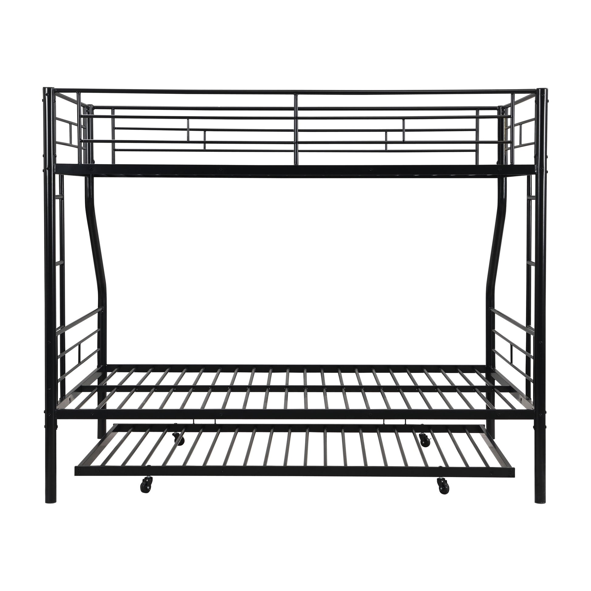 Twin Over Full Modern Metal Bunk Bed With Trundle - Black - The Sleep Loft - Online Mattress Showroom NYC