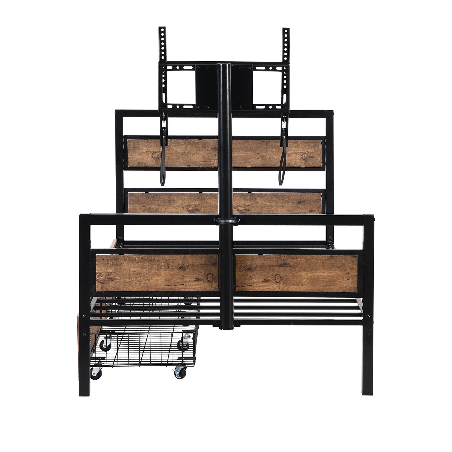Twin Size Platform Bed With Headboard And Footboard, 2 Storage Drawers And Rotatable TV Stand - Black - The Sleep Loft - Online Mattress Showroom NYC