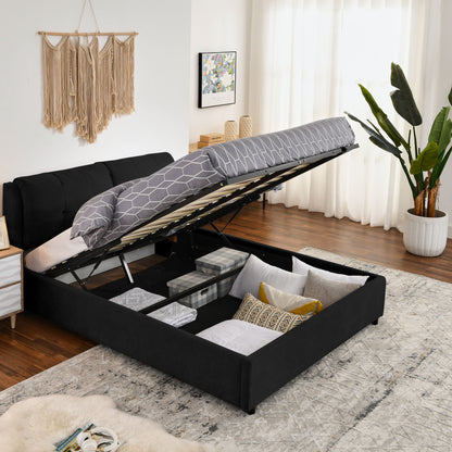Storage Upholstered Hydraulic Platform Bed With Integrated Headboard - The Sleep Loft - Online Mattress Showroom NYC