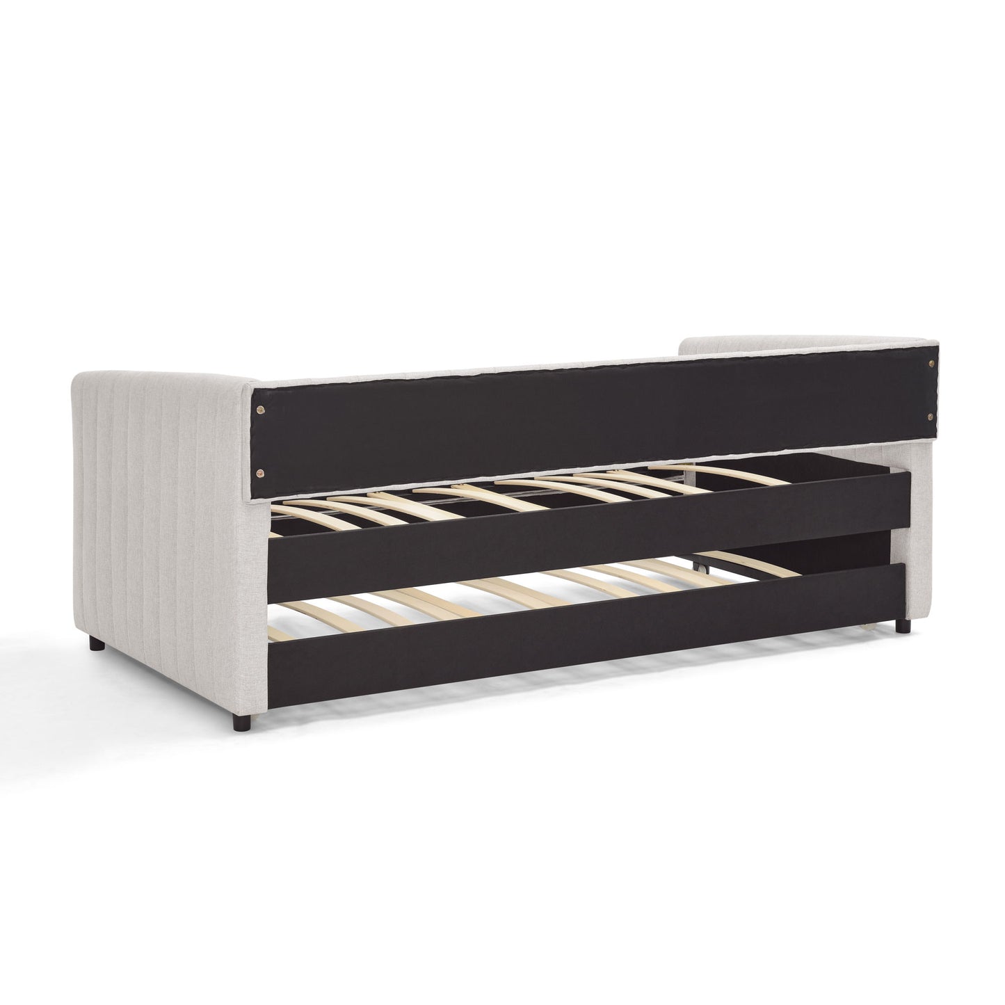 Upholstered Daybed With Trundle With Vertical Stripes - The Sleep Loft - Online Mattress Showroom NYC