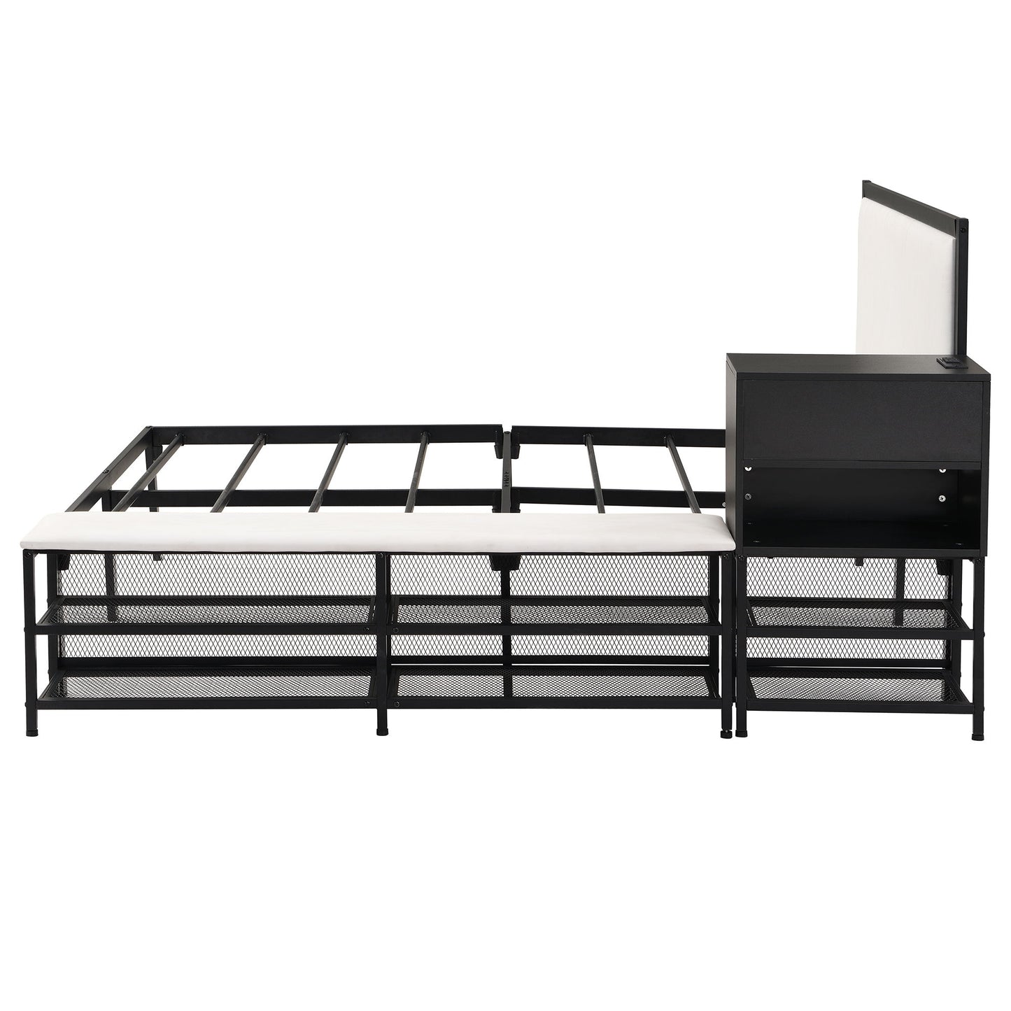 Platform Bed With 2 Tier Storage Shelves, Storage Cabinet - The Sleep Loft - Online Mattress Showroom NYC
