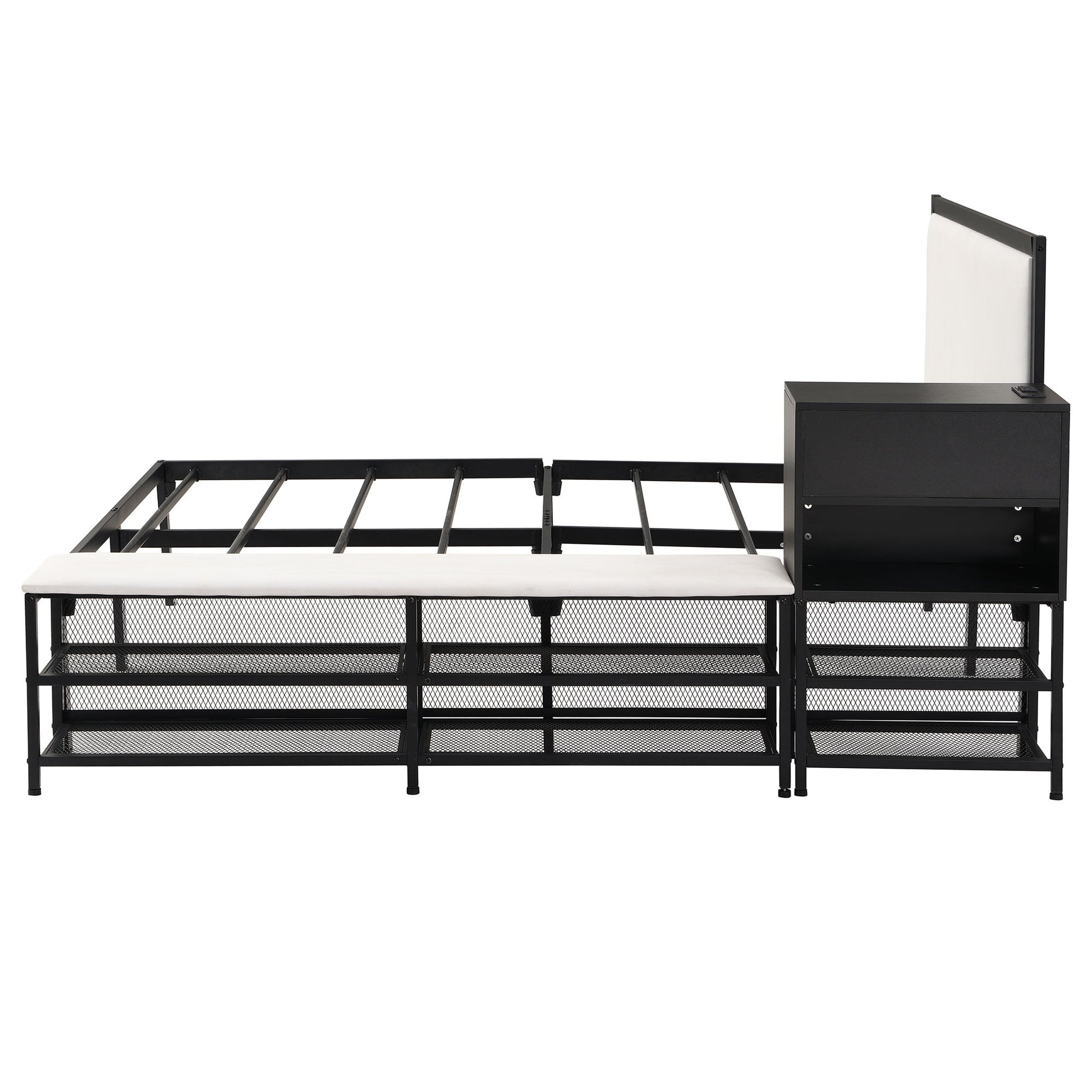Platform Bed With 2 Tier Storage Shelves, Storage Cabinet - The Sleep Loft - Online Mattress Showroom NYC
