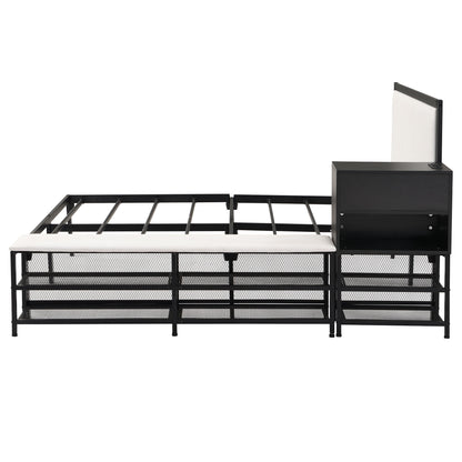 Platform Bed With 2 Tier Storage Shelves, Storage Cabinet - The Sleep Loft - Online Mattress Showroom NYC
