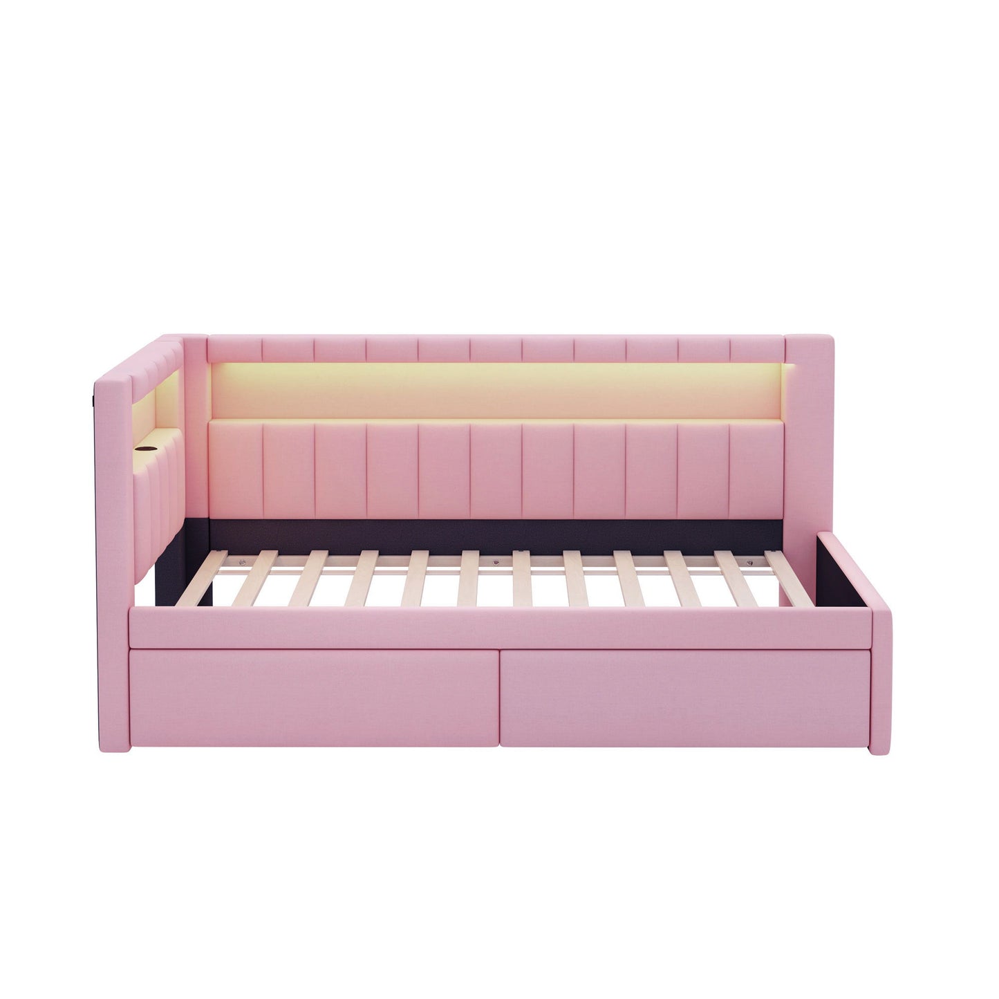 Upholstered Platform Bed With USB Ports And LED Belt - The Sleep Loft - Online Mattress Showroom NYC