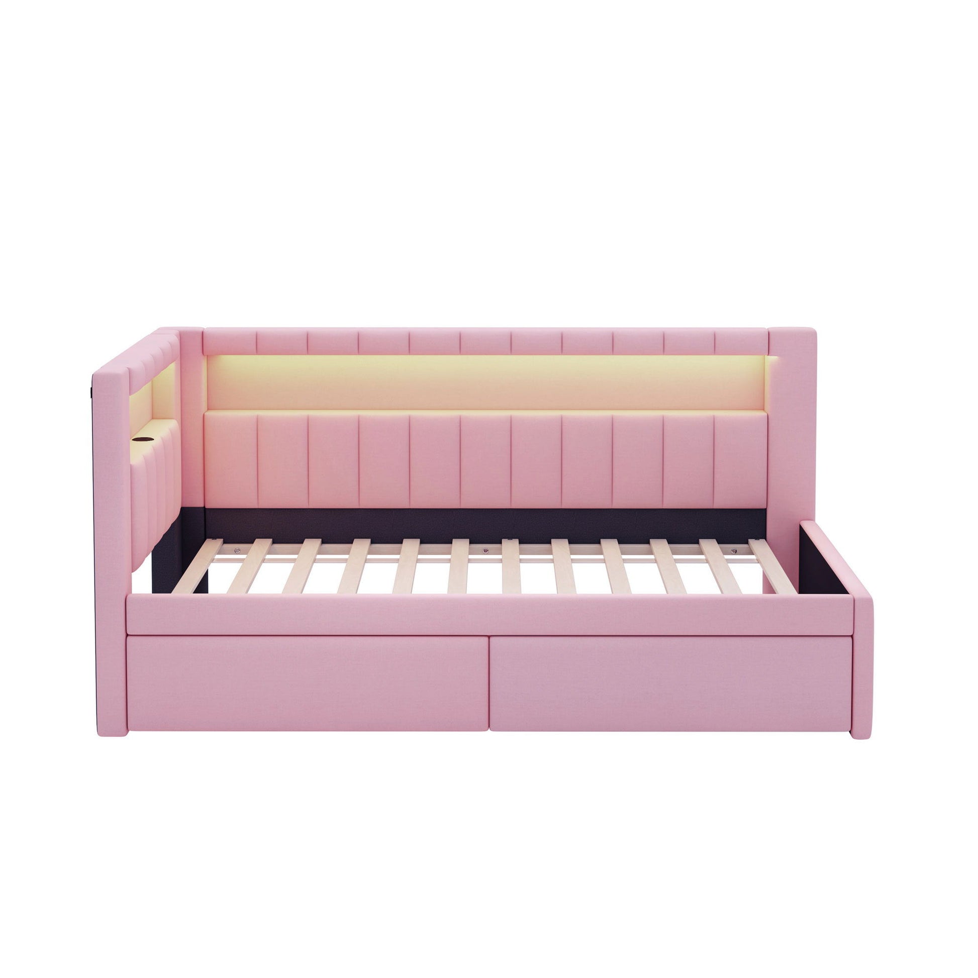 Upholstered Platform Bed With USB Ports And LED Belt - The Sleep Loft - Online Mattress Showroom NYC