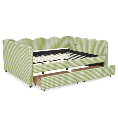 Gingham Daybed With USB Charging Port, Wave-Shaped Design - The Sleep Loft - Online Mattress Showroom NYC