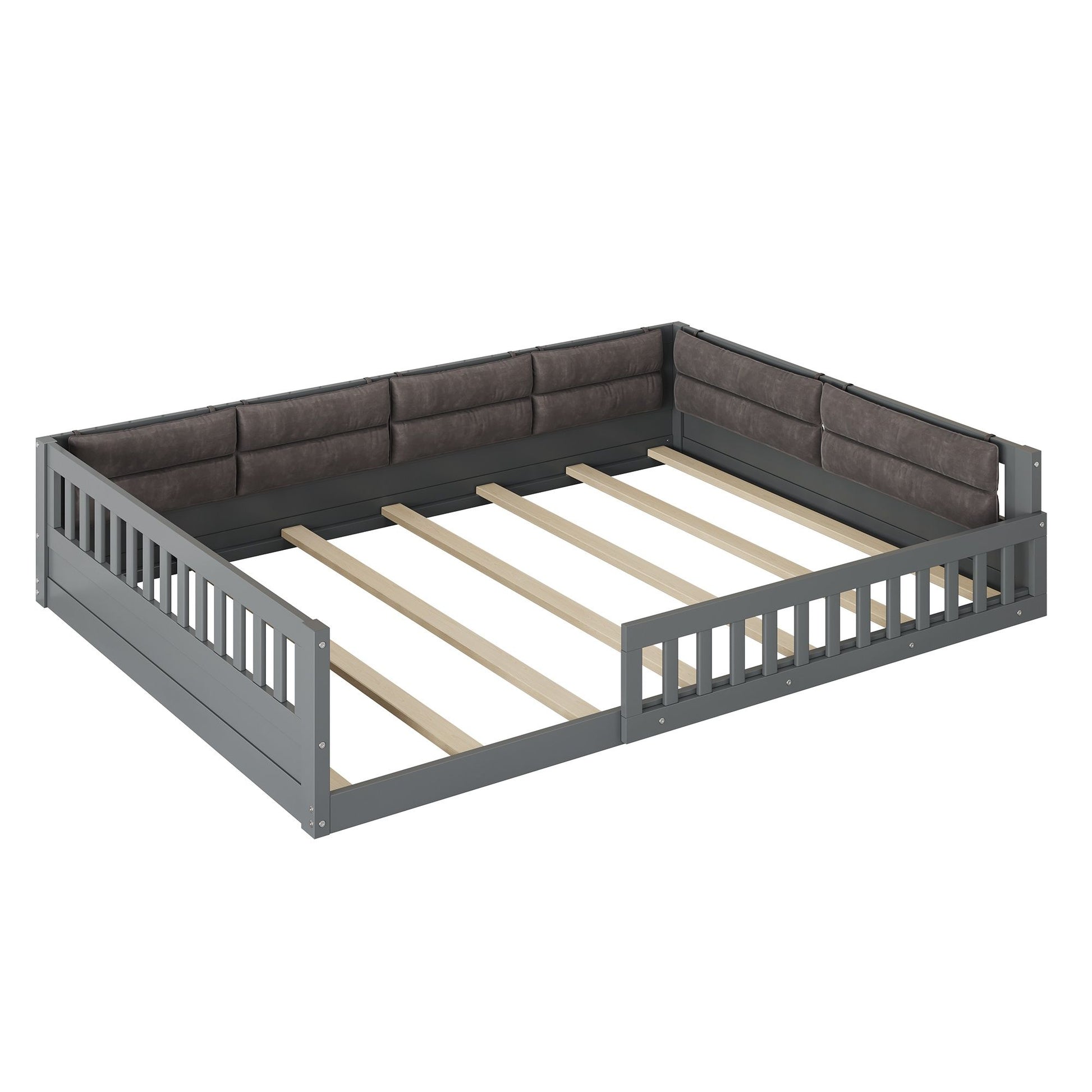 Upholstered Platform Bed With Guardrail And Pillow - The Sleep Loft - Online Mattress Showroom NYC