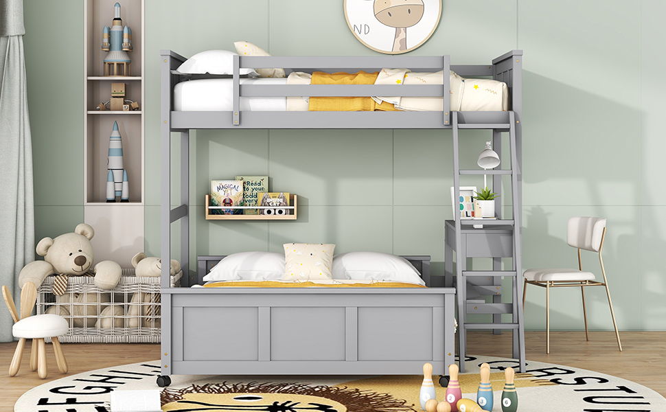 Full Over Full Bunk Bed With Desk - The Sleep Loft - Online Mattress Showroom NYC