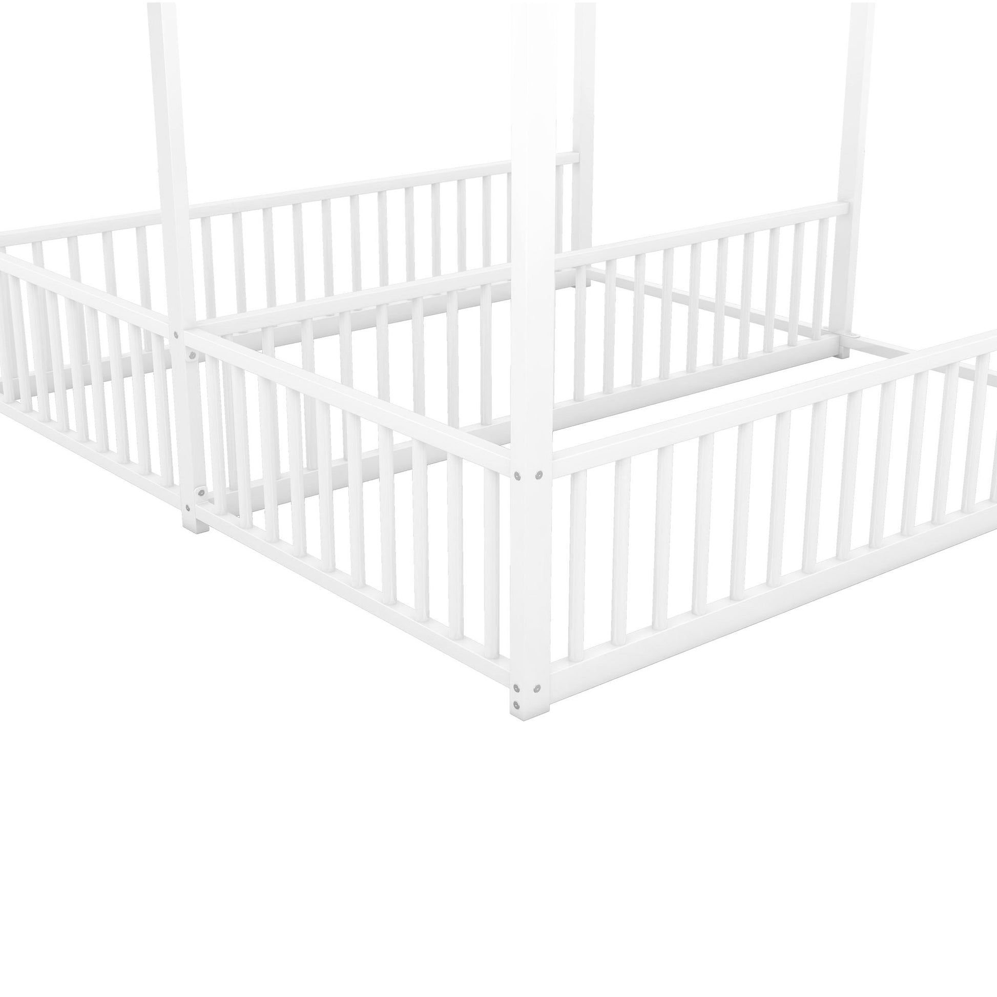 Metal Twin Size House Platform Beds 2 Shared Beds - Antique White - The Sleep Loft - Online Mattress Showroom NYC
