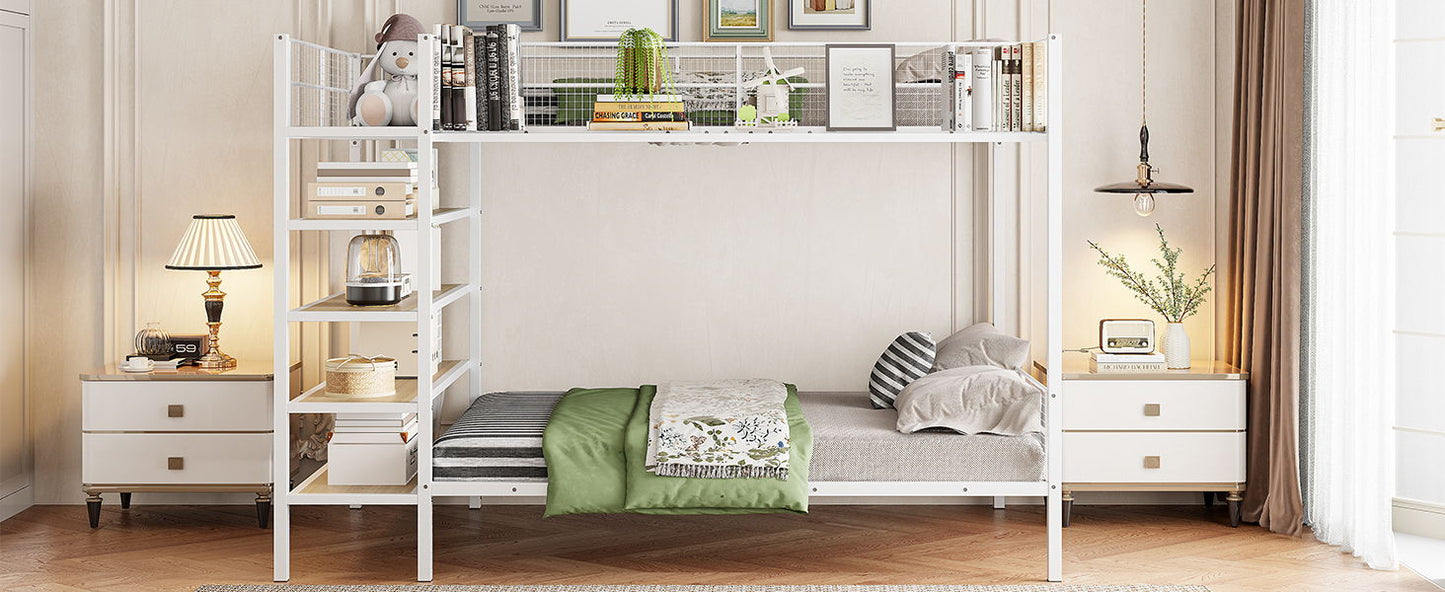 Bunk Bed With 5 Tier Shelves - The Sleep Loft - Online Mattress Showroom NYC