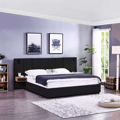 Upholstered Hydraulic Platform Bed With Storage Shelves, Reading Lamps, USB Port - The Sleep Loft - Online Mattress Showroom NYC