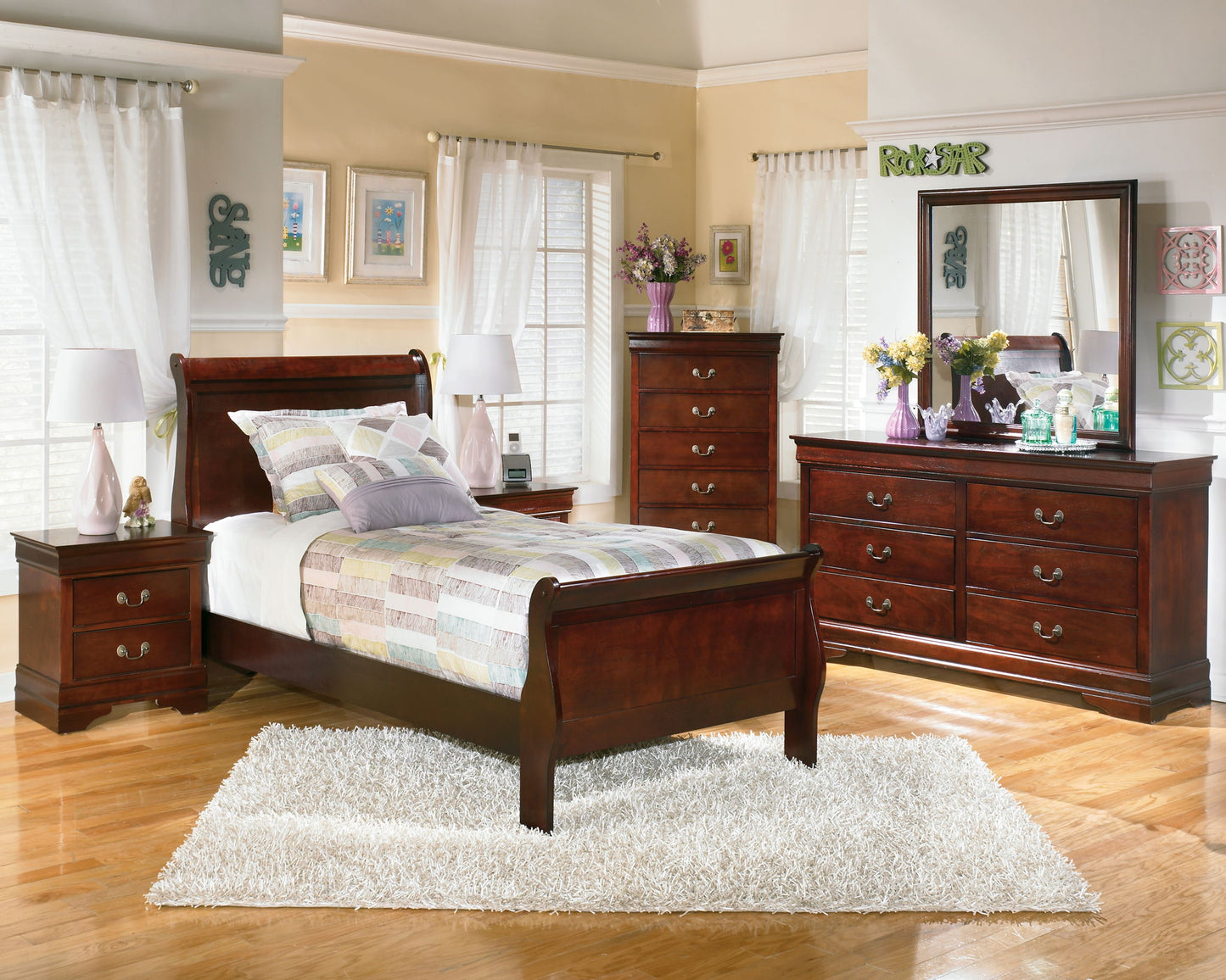 Alisdair - Two Drawer Night Stand - Reddish Brown - The Sleep Loft - Online Mattress Showroom NYC