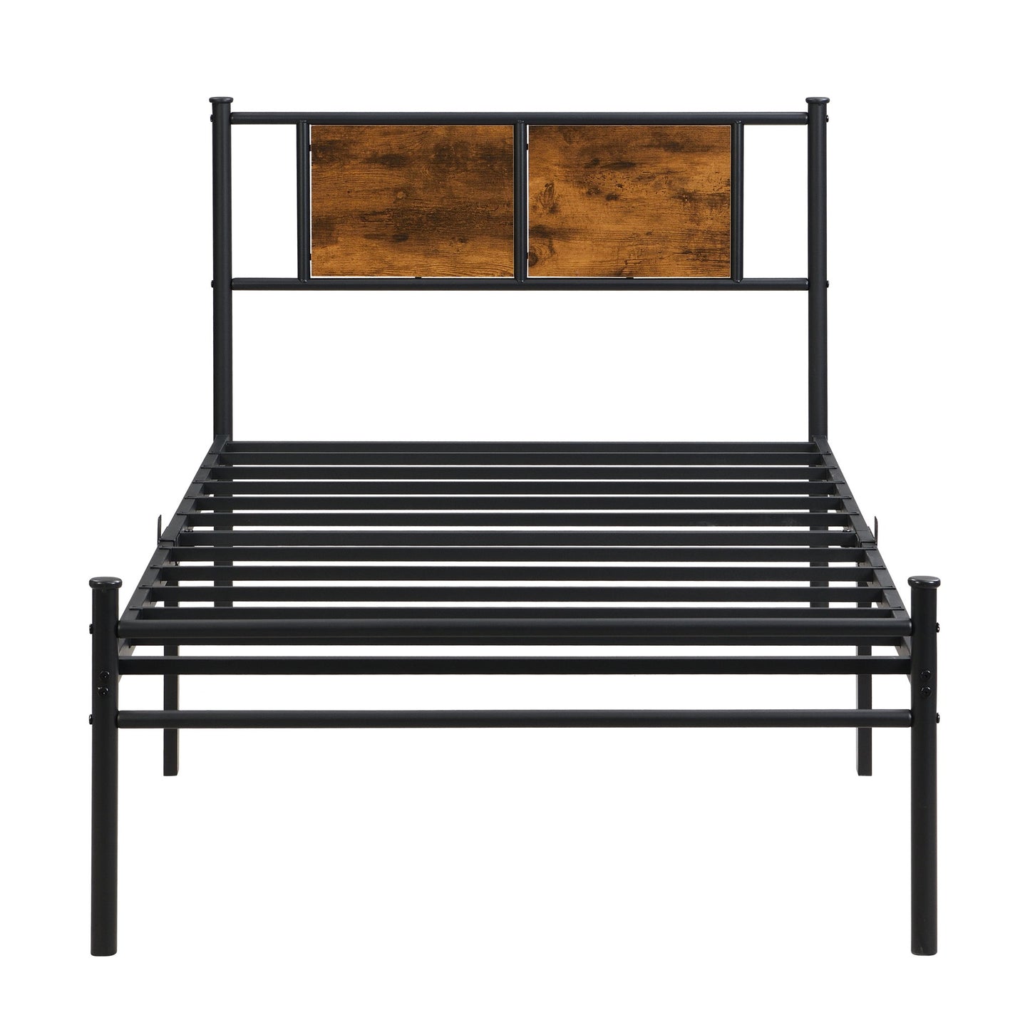 ModerMetal Bedframe With Wood Panel Headboard - The Sleep Loft - Online Mattress Showroom NYC