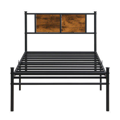 ModerMetal Bedframe With Wood Panel Headboard - The Sleep Loft - Online Mattress Showroom NYC