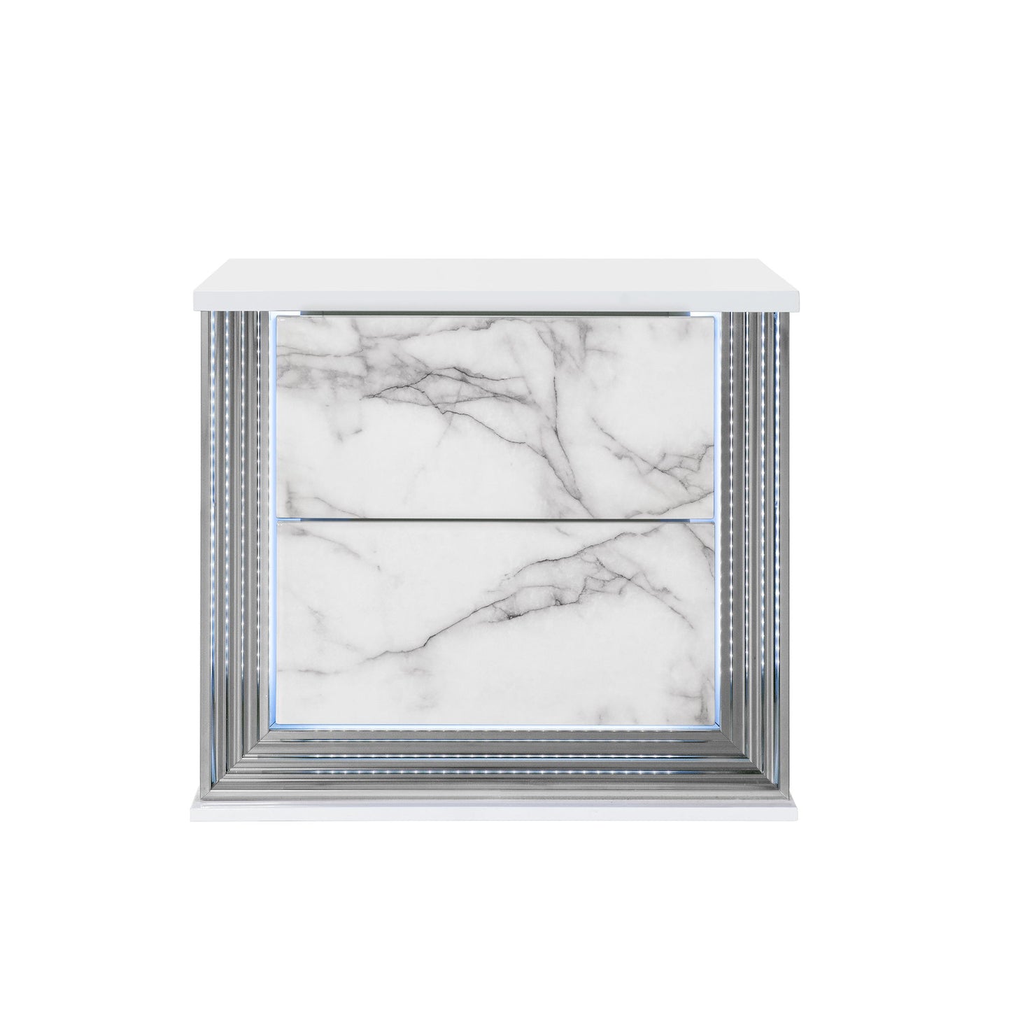 Moon - Marble Nightstand With LED - White - The Sleep Loft - Online Mattress Showroom NYC